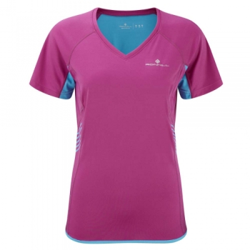 Ron Hill Ladies Aspiration Short Sleeve Sports Running Tee Pink