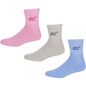 Regatta Womens 3 Pack Plain Cotton Polyester Mix Socks UK 3 to 8 (EU 36-42)