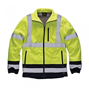 Dickies Mens Workwear Hi Vis Softshell Jacket Yellow Navy SA2007Y