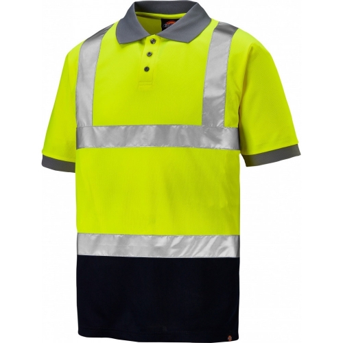 Dickies Mens Hi Visibility Two Tone Workwear Short Sleeve Polo Shirt S - Chest 36-38'