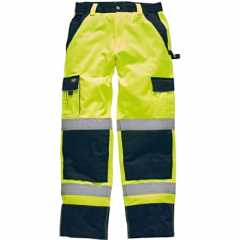 Dickies Mens High Visibility Viz Industry 300 Cargo Trousers Yellow