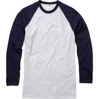 Fruit Of The Loom Mens Long Sleeve Baseball Cotton T-Shirt L - Chest 41-43' (104-109cm)