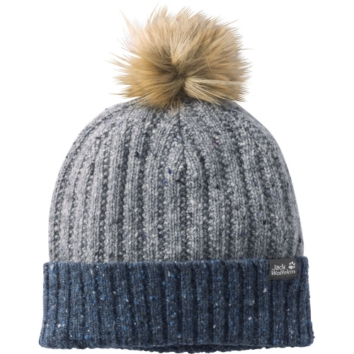 Jack Wolfskin Boys & Girls Merino Wool Faux Fur Bobble Hat Cap S - Head 49-50cm