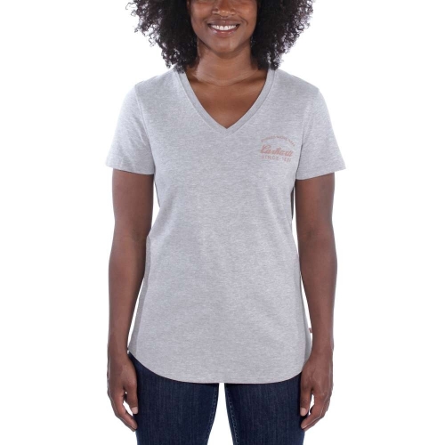 Carhartt Womens Lockhart V Neck Relaxed Fit Graphic T Shirt XS - Bust 33' (84cm)