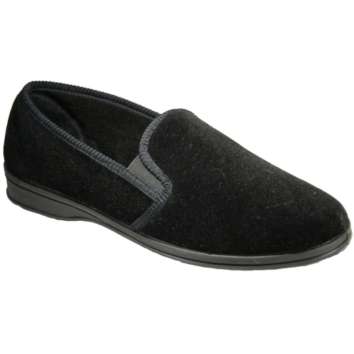 Mirak Mens Shepton Slip-On Elasticated Textile Slipper Black