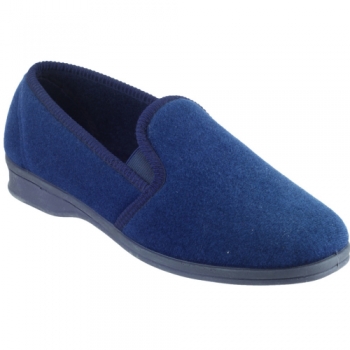 Mirak Mens Shepton Slip-On Elasticated Textile Slipper Navy