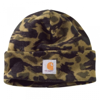 Carhartt Mens Fleece Camo Rib Knit Fold Up Beanie One Size