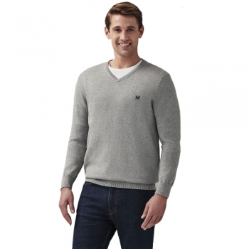 Crew Clothing Mens Cotton Silk V Neck Sweater Jumper L - Chest 42-43.5'