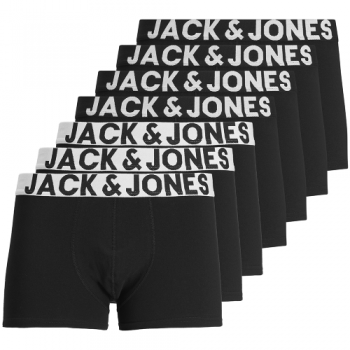 Jack & Jones Mens Jacblack & Wht 7 Pack Trunks Boxer Shorts XL - Waist Size 38' (96cm)