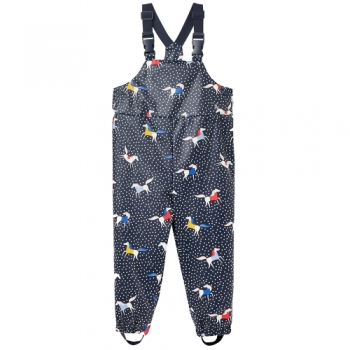 Joules Girls Splashwell Printed Rubber Showerproof Dungarees 2-3 Years