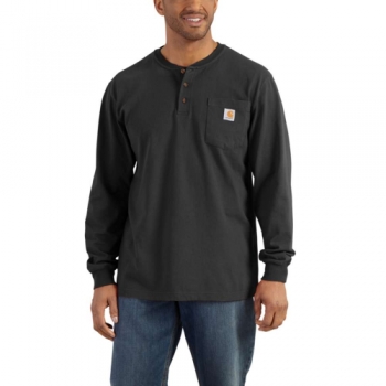 Carhartt Mens Workwear Pocket Henley Long Sleeve T Shirt L - Chest 42-44' (107-112cm)