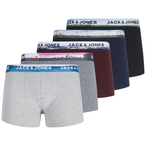 Jack & Jones Mens Jacrimo 5 Pack Trunks Boxer Shorts L - Waist Size 36' (91cm)