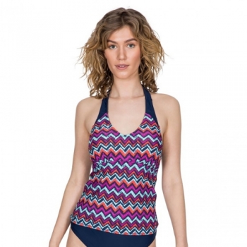 Trespass Womens Winona Tie Neck Contrast Summer Tankini Top 8/XS - Waist 25' (66cm)