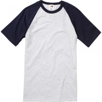 Fruit Of The Loom Mens Short Sleeve Baseball T Shirt L - Chest 41-43' (104-109cm)