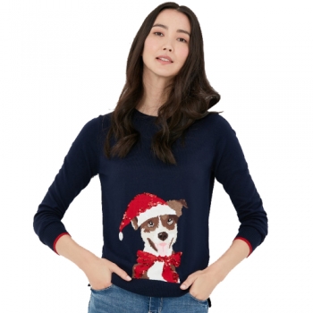 Joules Womens Miranda Festive Crew Neck Intarsia Jumper UK 12- Bust 37', (94cm)