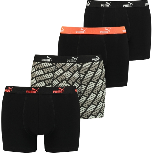 Puma Mens Promo Print Branded Soft Touch 4 Pack Boxer Shorts XL- Waist 38-40' (97-102cm)