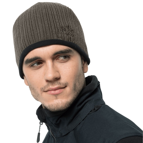 Jack Wolfskin Mens Stormlock Rip Rap Fleece Lined Wool Beanie Hat M - Head 54-57cm