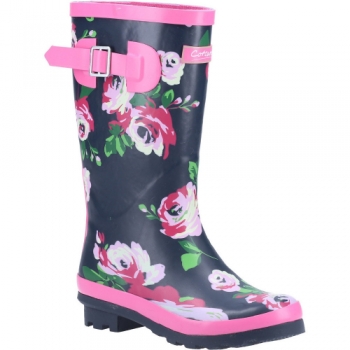 Cotswold Girls Flower Waterproof Tall Wellington Boots UK Size 10 (EU 28)