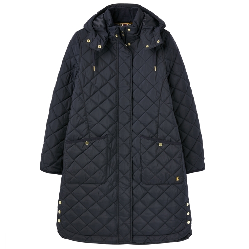 Joules Womens Chatham Showerproof Longline Quilted Coat UK 10- Bust 35', (89cm)