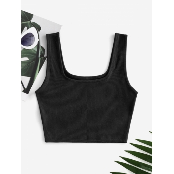 Women Tank Tops Sleeveless Essential Plain Ribbed Cropped Tops Basic Summer Versatile Tank Top M Black