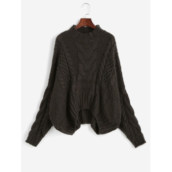 Women Cable Knit Chunky Oversize Sweater Coffee