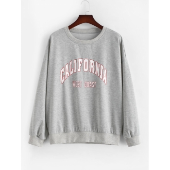 Women Hoodies ZAFUL Plus Size Crewneck California Graphic Marled Sweatshirt 2xl Light gray