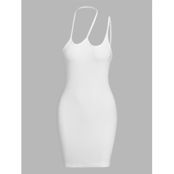 Bodycon Dress ZAFUL Ribbed Halter Slinky Dress M White