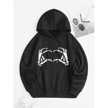 Women Hoodies Front Pocket Skeleton Graphic Halloween Hoodie S Black