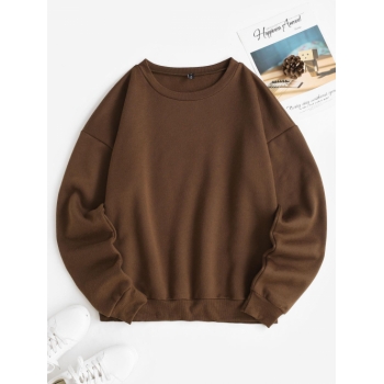 Women Hoodies Fleece Lined Oversized Drop Shoulder Sweatshirt Xs Coffee