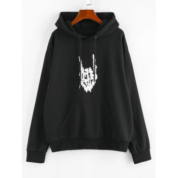 Women Hoodies ZAFUL Halloween Skeleton Hand Pocket Hoodie Xl Black