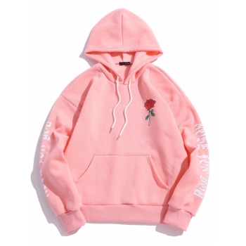 ZAFUL Men's Rose Letter Fleece Kangaroo Pocket Pullover Hoodie Xl Pink