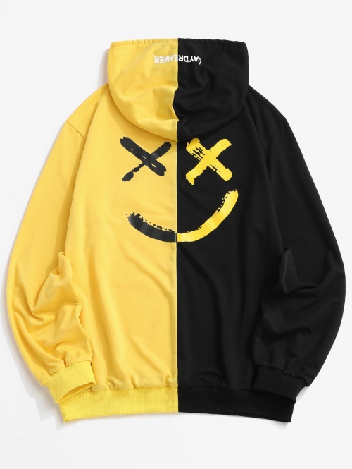 ZAFUL Men's ZAFUL Y2K Aesthetic Streetwear Letter Print Contrast Slogan Hoodie M Yellow