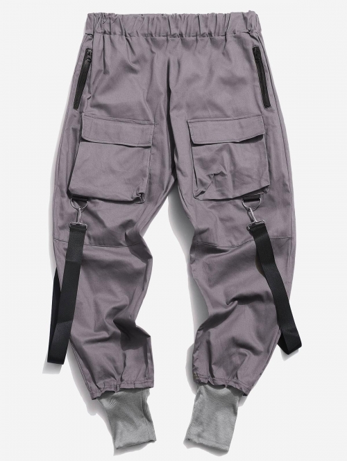 ZAFUL Men's Multi Pockets Casual Cargo Techwear Pants Xs Dark gray