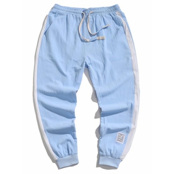 ZAFUL Men's Color Spliced Elastic Waist Jogger Pants M Day sky blue