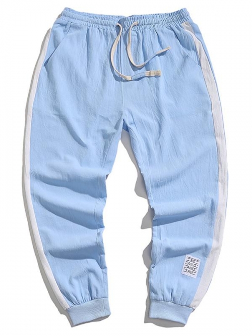 ZAFUL Men's Color Spliced Elastic Waist Jogger Pants M Day sky blue