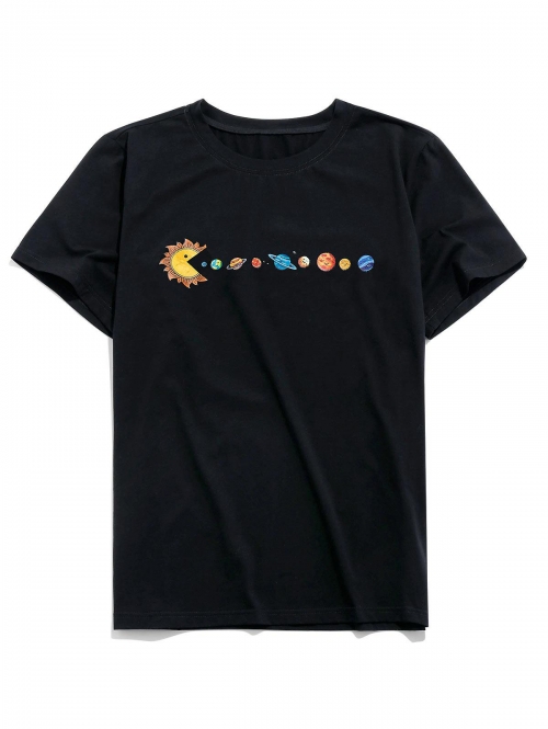 ZAFUL Celestial Planet Printed Short Sleeves T-shirt 2xl Black