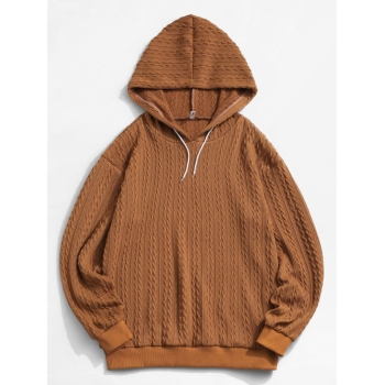 ZAFUL Men's ZAFUL Drawstring Jacquard Hoodie Sweater Xl Coffee