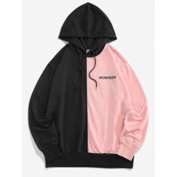 ZAFUL Men's ZAFUL Letters Print Drawstring Contrast Hoodie 2xl Light pink