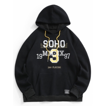 ZAFUL Men's Soho Letter Graphic Fleece Lined Hoodie 2xl Black