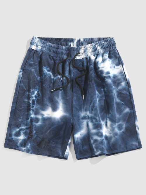 ZAFUL Tie Dye Print Drawstring Sweatshorts Xxl Deep blue