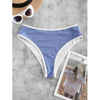 ZAFUL Ribbed Contrast Binding Swim Bottom S Blue