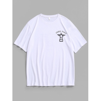 Letter Graphic Short Sleeve T-shirt 2xl White