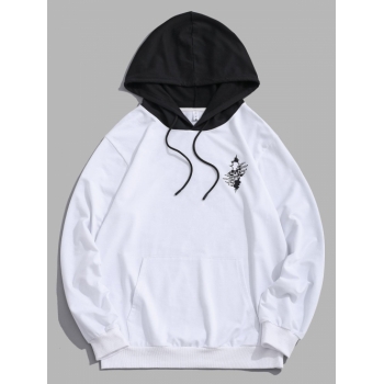 ZAFUL Men's Streetwear Skull Pattern Colorblock Hoodie 2xl White