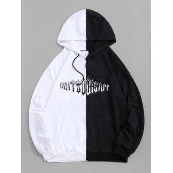 ZAFUL Men's Streetwear Two Tone Letter Hoodie M Black