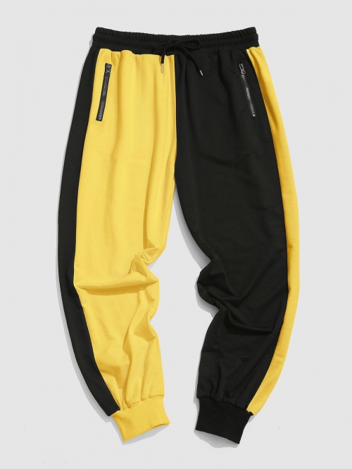 ZAFUL Men's Drawstring Contrast Sports Sweatpants Xl Yellow