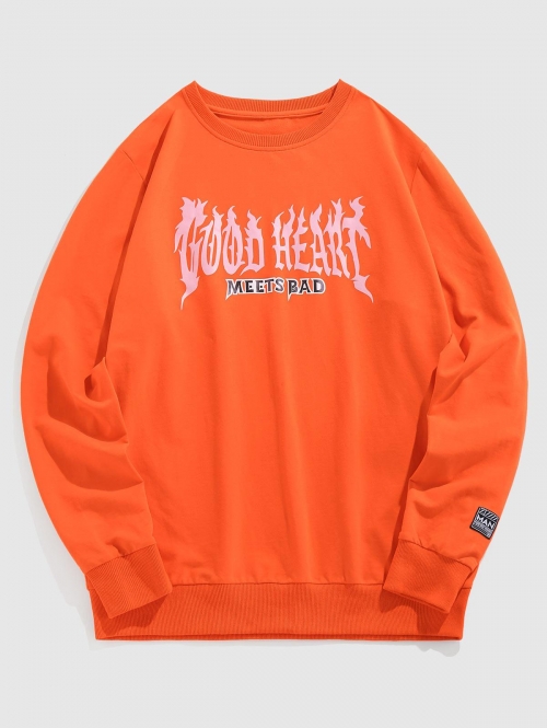 ZAFUL Men's ZAFUL Contrasting Letter Graphic Print Y2K Aesthetic Sweatshirt S Dark orange