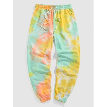 ZAFUL Men's ZAFUL Tie Dye Print Drawstring Sports Sweatpants S Orange