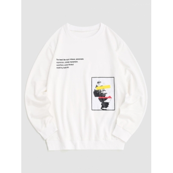 ZAFUL Men's Sculpture Slogan Graphic Sweatshirt L White