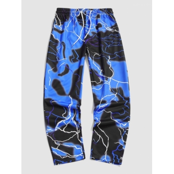 ZAFUL Men's Lightning Paint Print Y2K Aesthetic Pants Xl Lapis blue