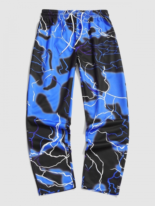 ZAFUL Men's Lightning Paint Print Y2K Aesthetic Pants Xl Lapis blue